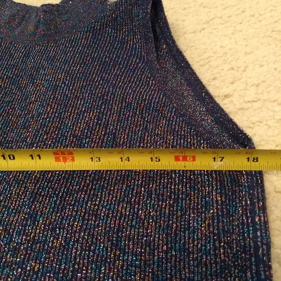 vintage 80s Benetton sleeveless metallic knit sweater dress NWOT - Picture 4 of 12